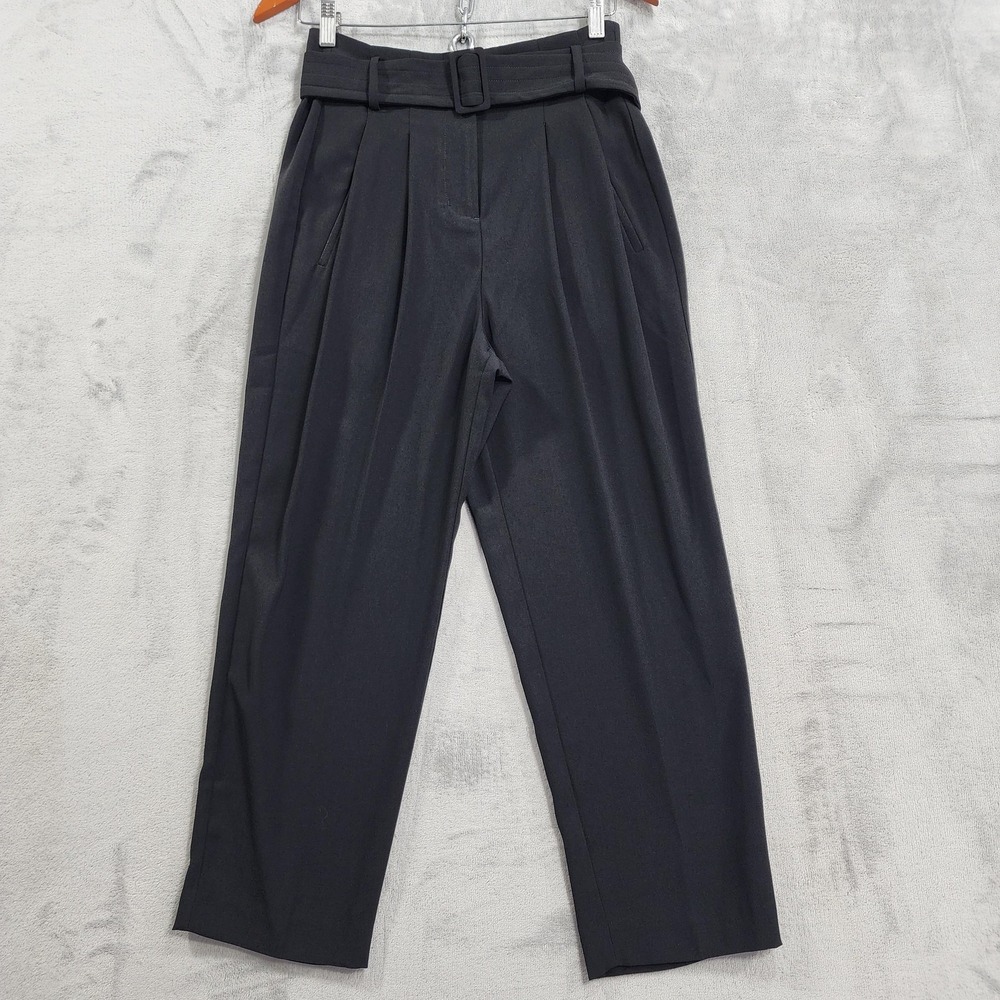 Habitual Pants Womens 2 Black Payton High Rise Belted Pleated Tapered Ankle